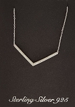 CZ Pendant & Necklace Rhodium - V Shaped 37 x 2mm 17