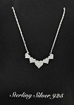CZ Pendant & Necklace Rhodium -  Row of 5 Hearts 23 x 7mm  17