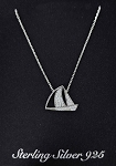CZ Pendant & Necklace Rhodium - Sailboat 13 x 17 mm 17