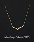 CZ Pendant & Necklace Gold Plated - Whale Tail 21 x 1mm 17